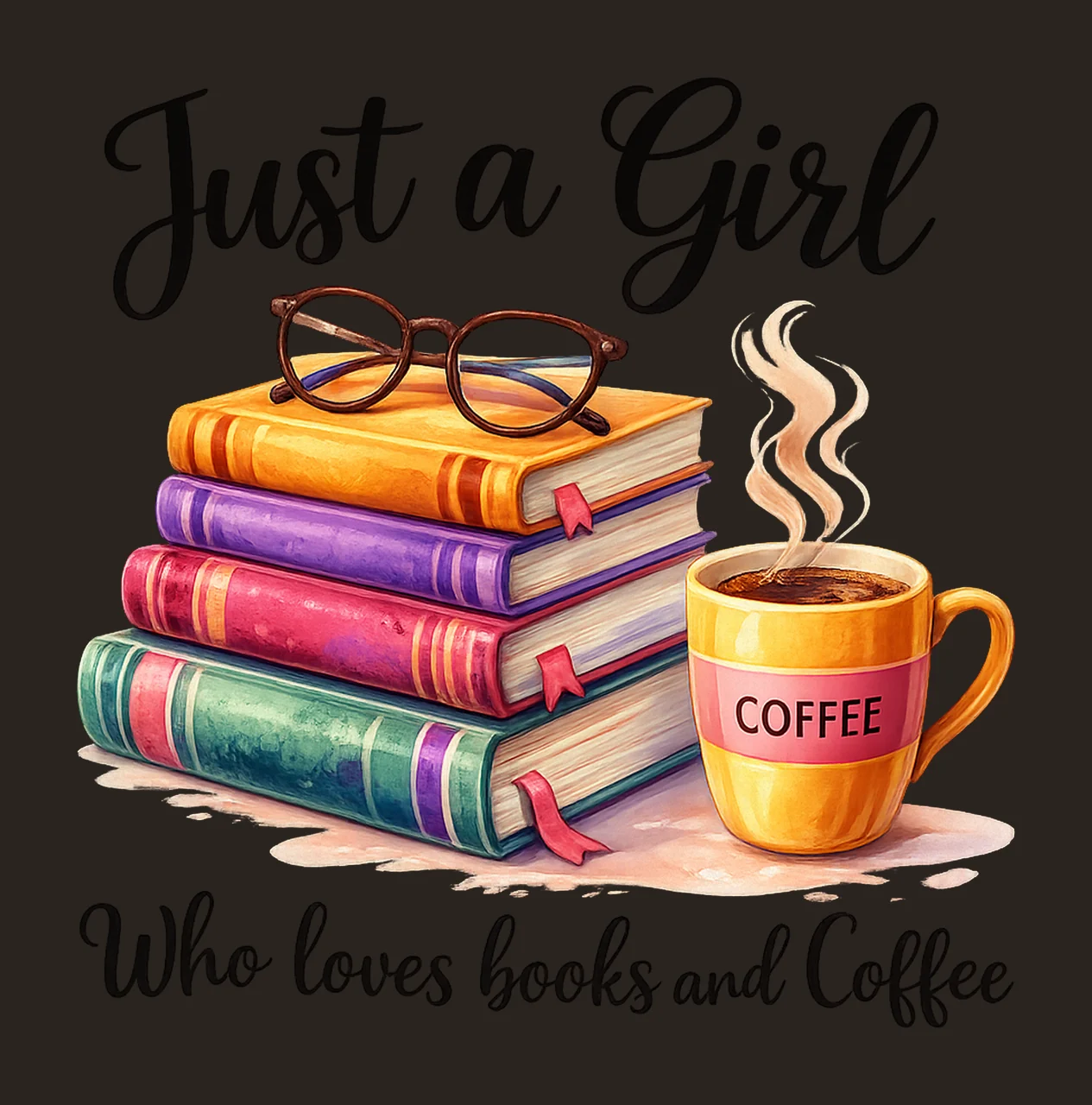 Books and Coffee Cozy Book Lover Sublimation Design Reading contrast preview thumbnail