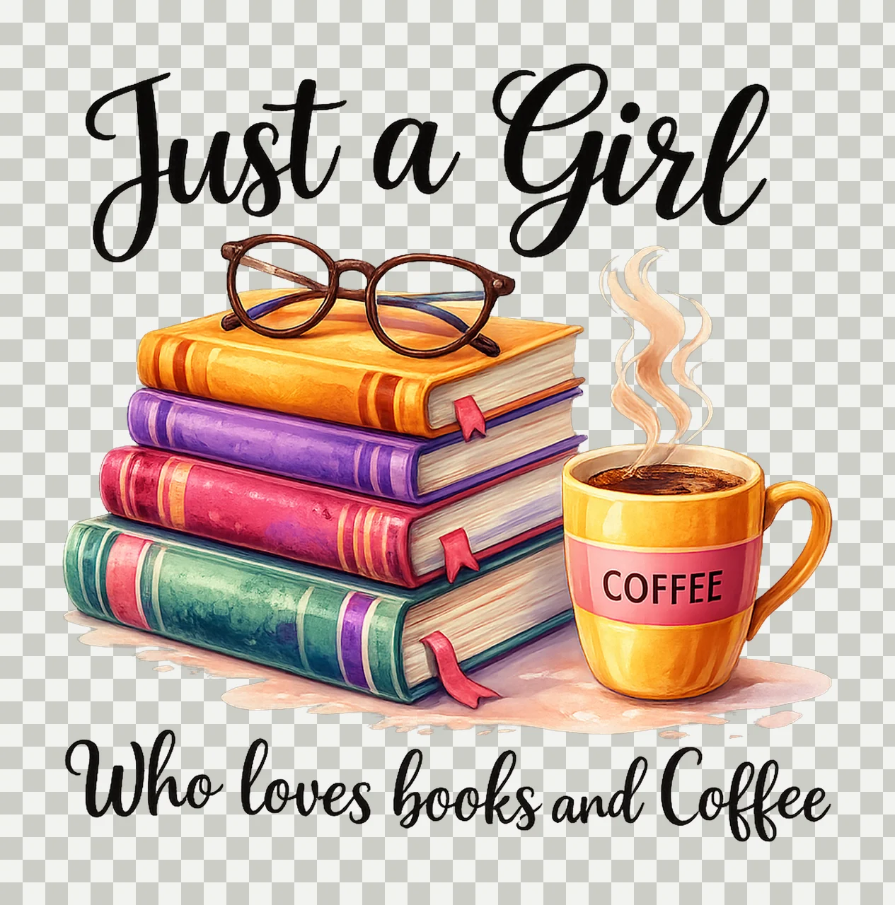 Books and Coffee Cozy Book Lover Sublimation Design Reading transparency and detail preview thumbnail
