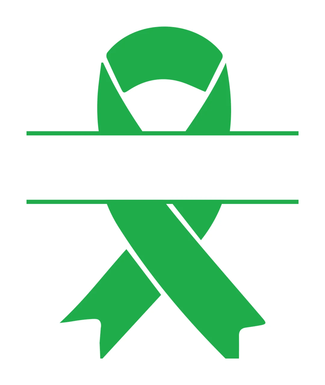 Awareness Symmetrical Black Ribbon Design With A Horizontal band