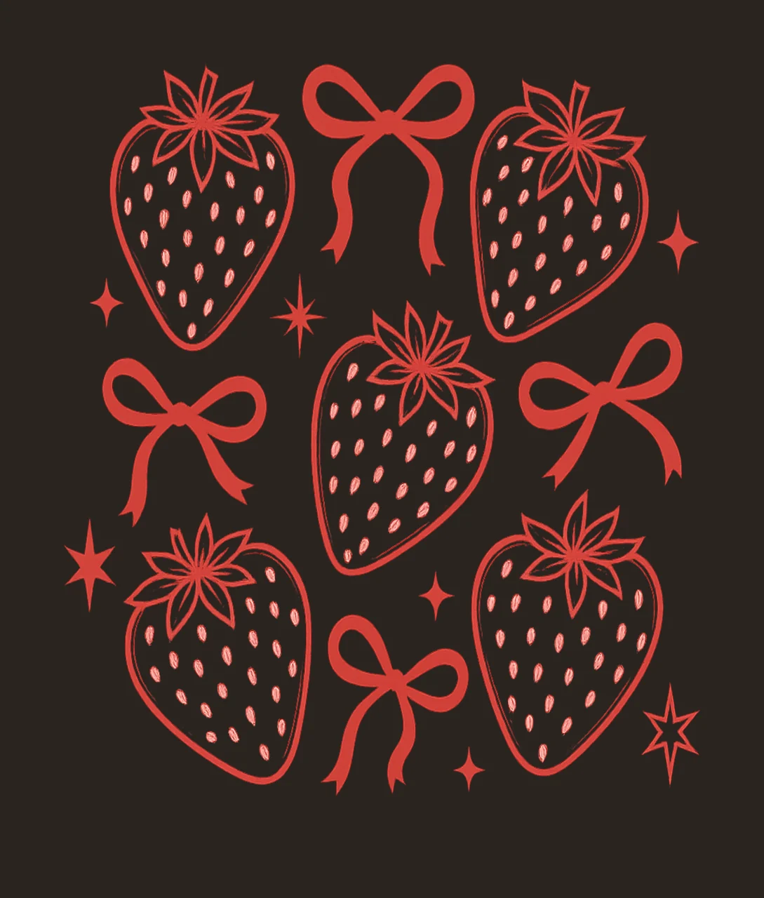 Strawberry Red Bow Pattern Composition strawberries star contrast preview thumbnail