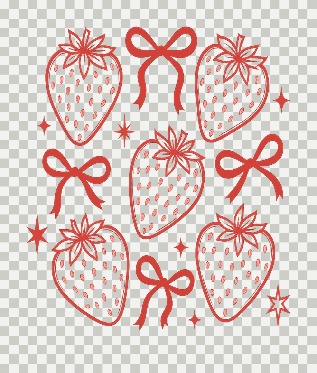 Strawberry Red Bow Pattern Composition strawberries star transparency and detail preview thumbnail