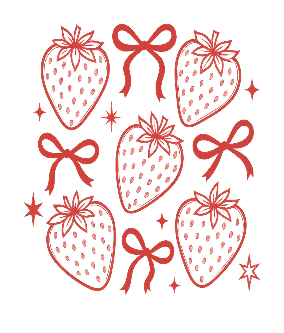 Strawberry Red Bow Pattern Composition strawberries star