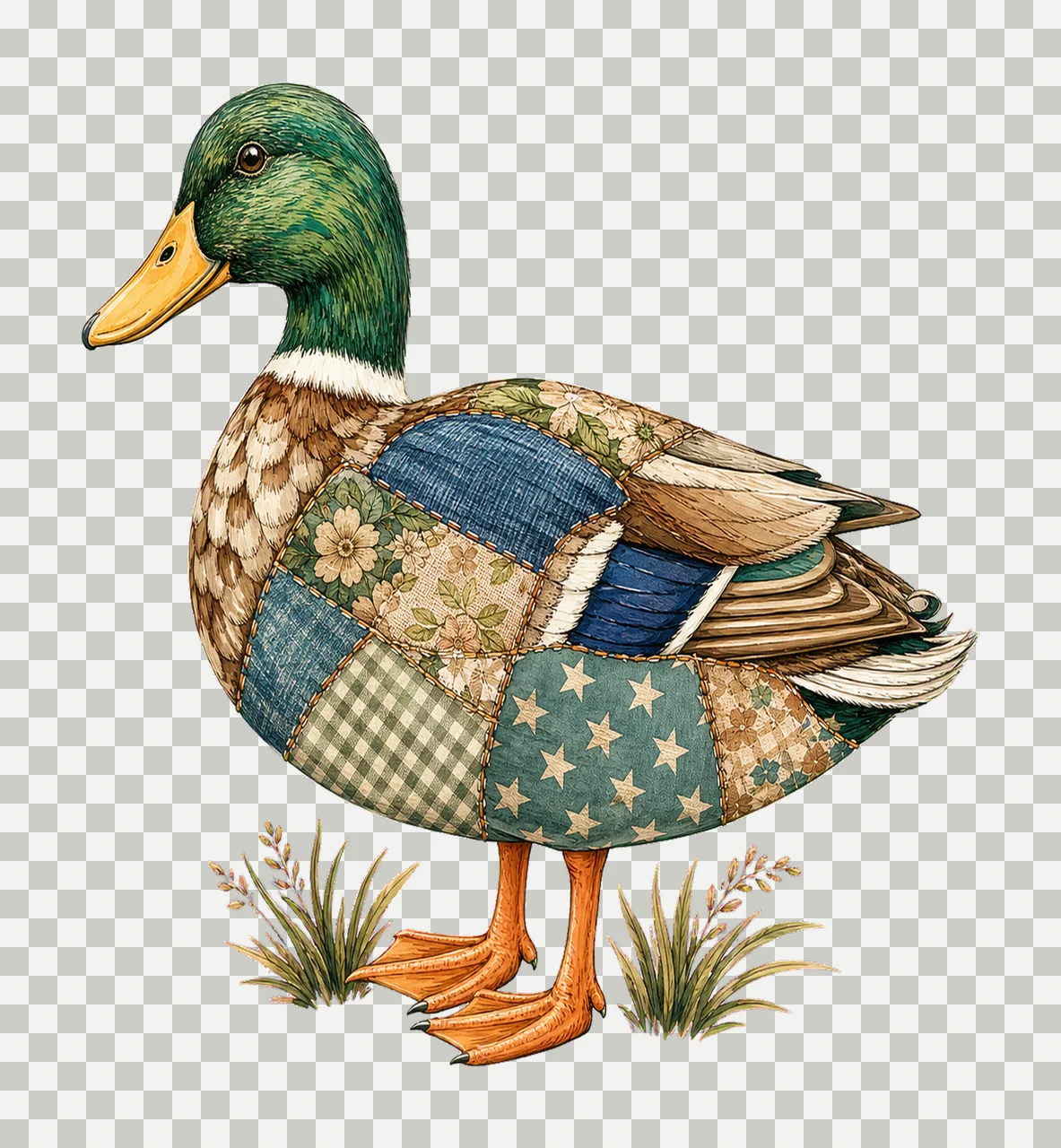 Mallard Duck Patchwork Lake Life Sublimation Variation E transparency and detail preview thumbnail