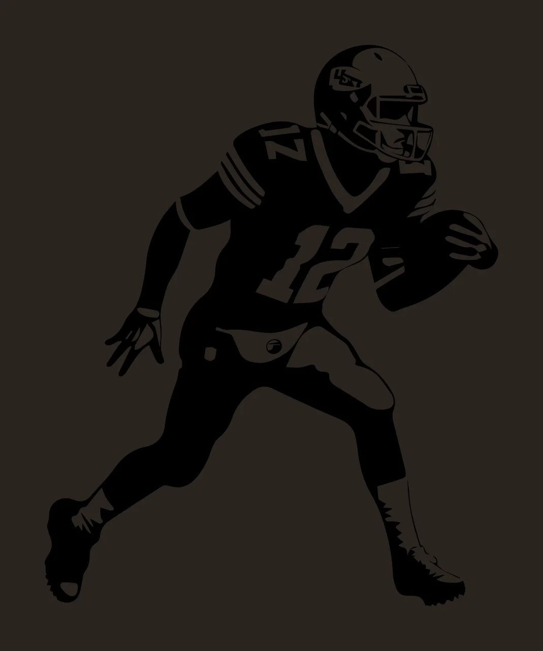 Football Player 12 Running With Ball helmet jersey Stencil contrast preview thumbnail