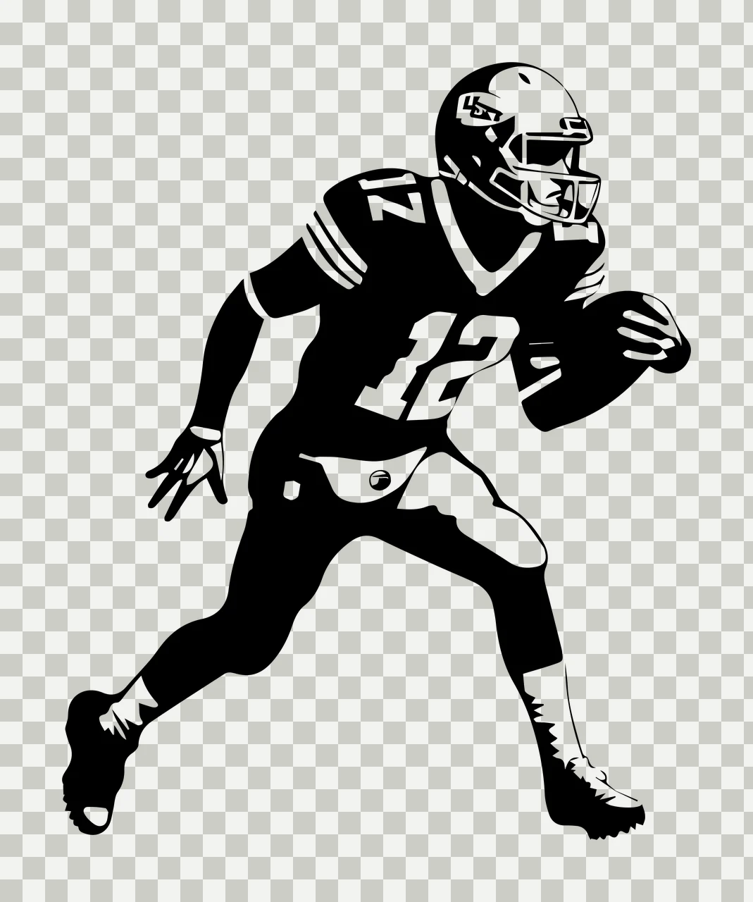 Football Player 12 Running With Ball helmet jersey Stencil transparency and detail preview thumbnail