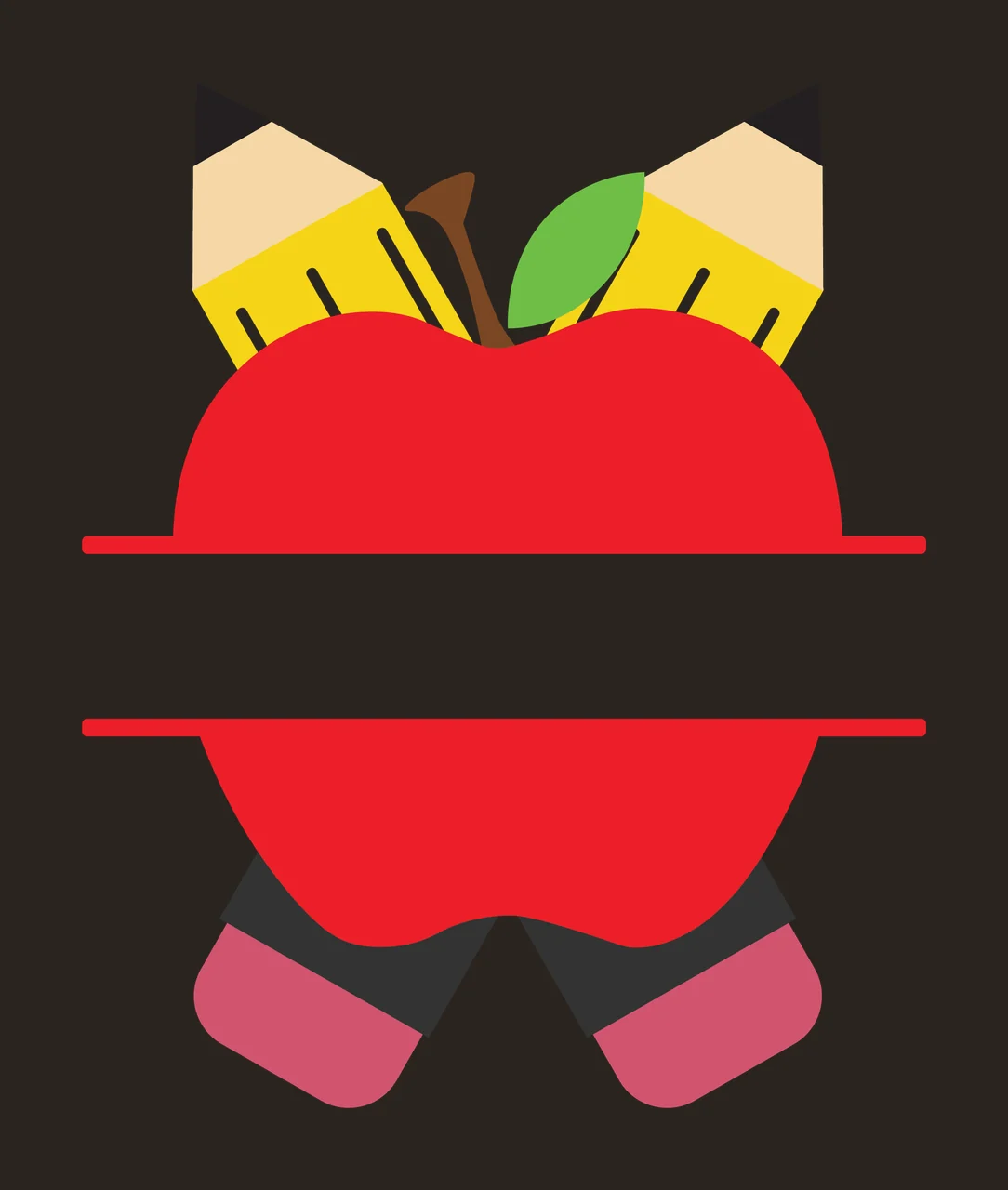 School Red Apple Pencils Monogram Frame contrast preview thumbnail