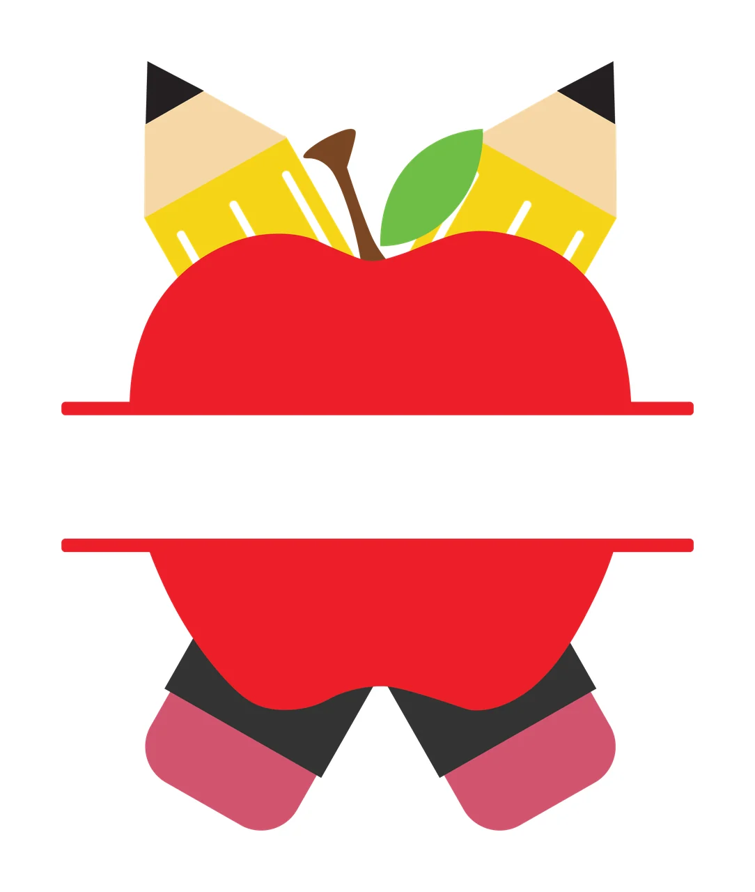 School Red Apple Pencils Monogram Frame