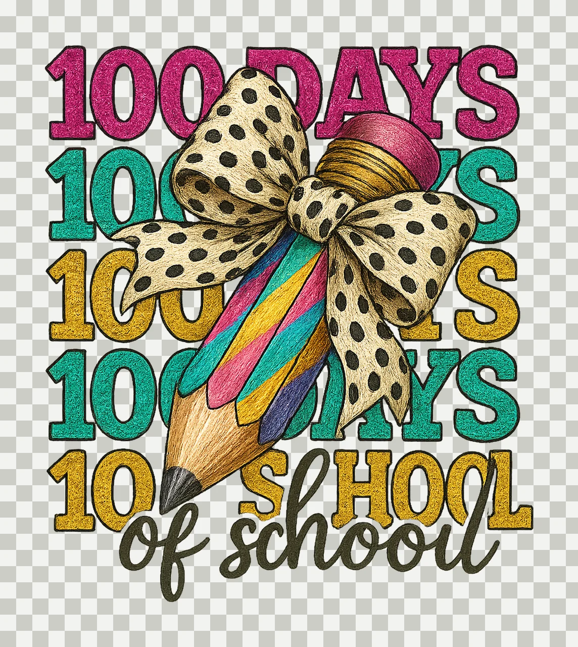 100 Days of School Brushstroke Teacher Design Sublimation transparency and detail preview thumbnail
