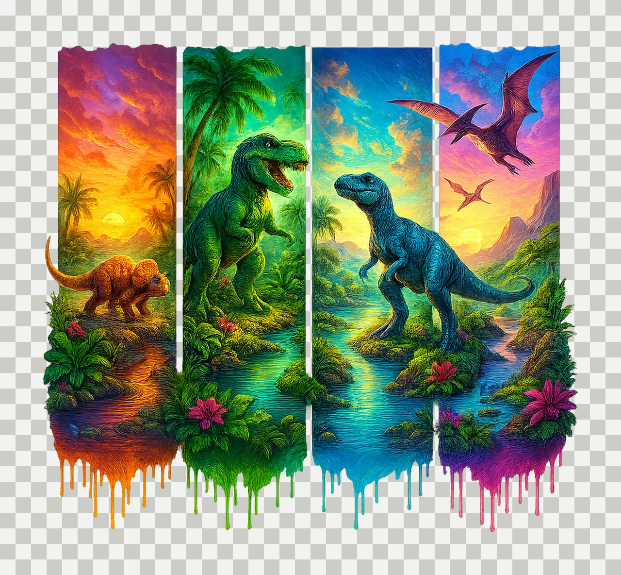 Dinosaur Jurassic Colorful Kids Rex Boys Sublimation Design transparency and detail preview thumbnail
