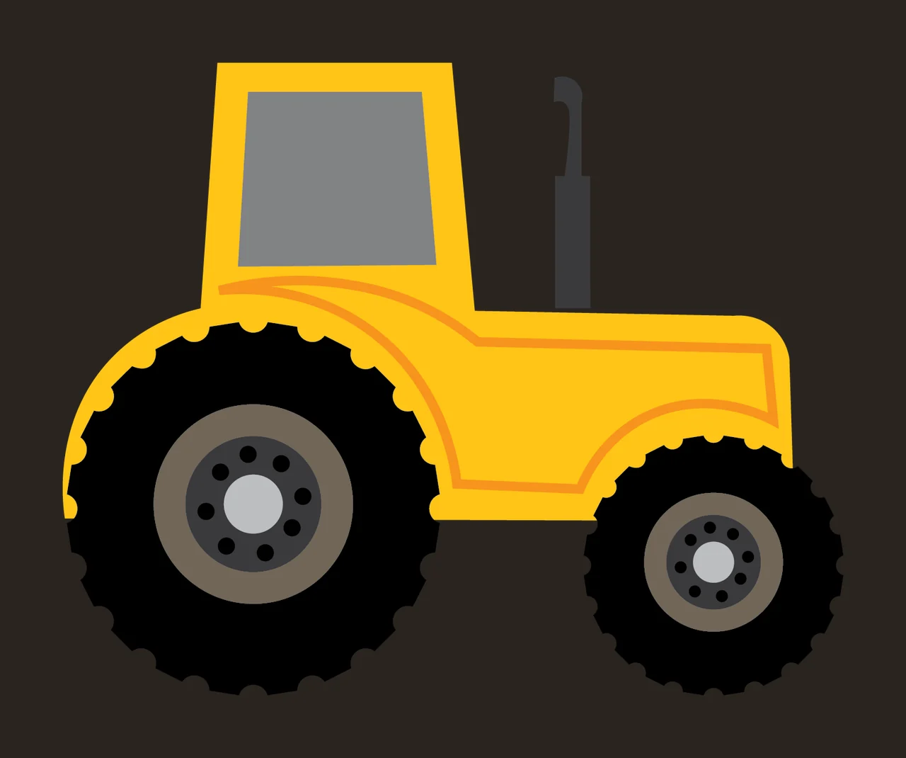 Minimalist Black Silhouette Of A Tractor With Large stationary contrast preview thumbnail