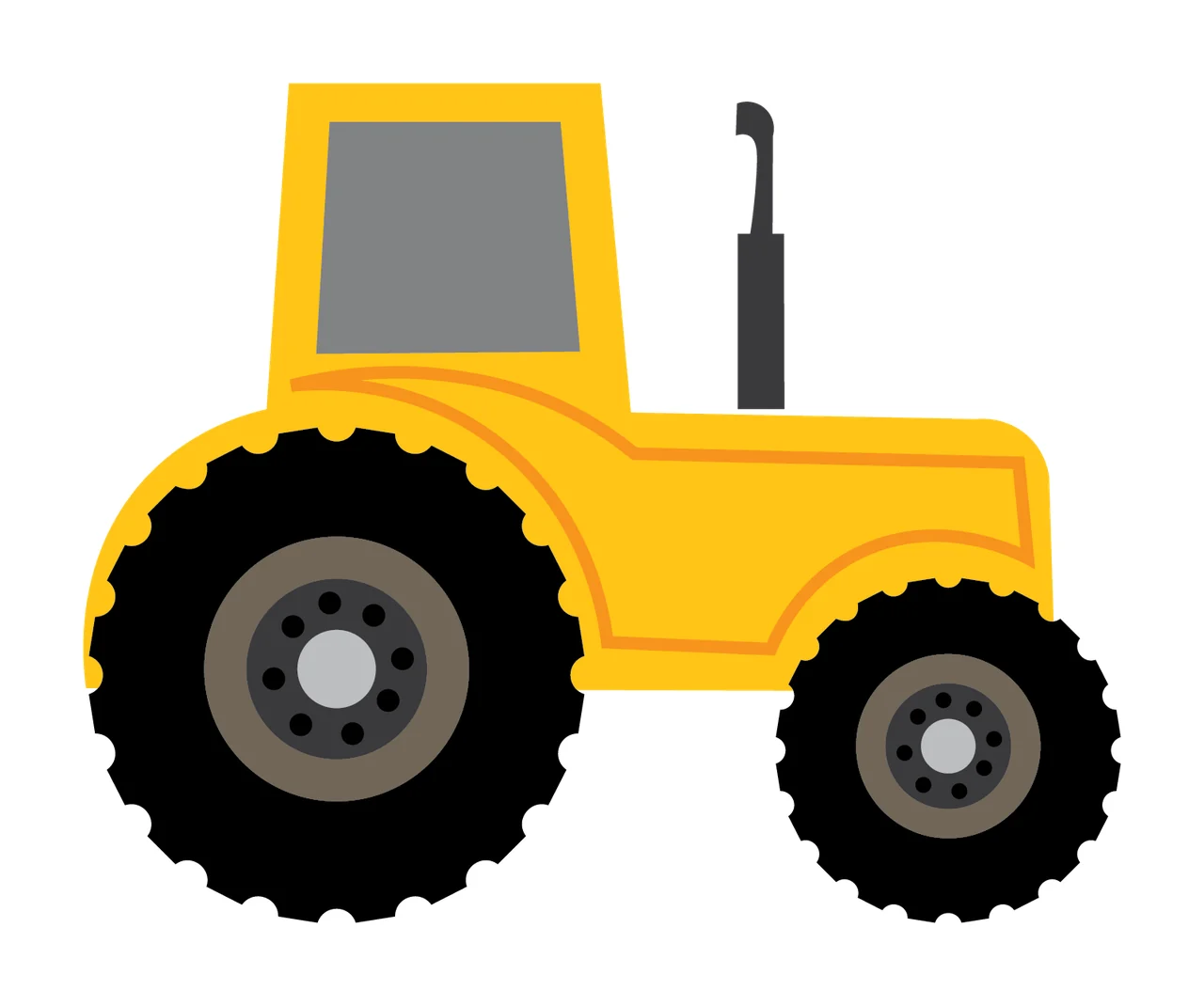 Minimalist Black Silhouette Of A Tractor With Large stationary