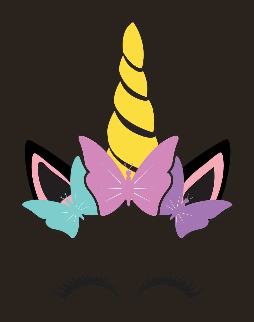 Unicorn Silhouette With Eyelashes Decoration stationary horn contrast preview thumbnail