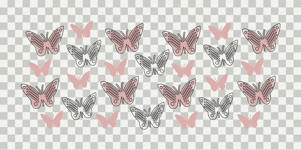 Can Glass Wrap Butterfly Silhouettes In Black butterflies fly transparency and detail preview thumbnail