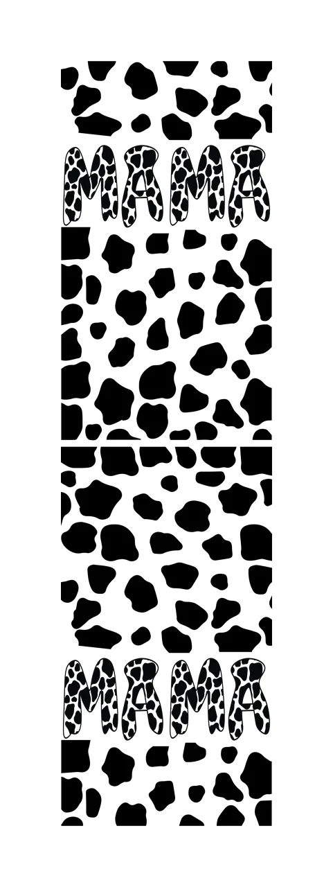 Mama Mama Text On Animal Print Pattern tiling black white plain