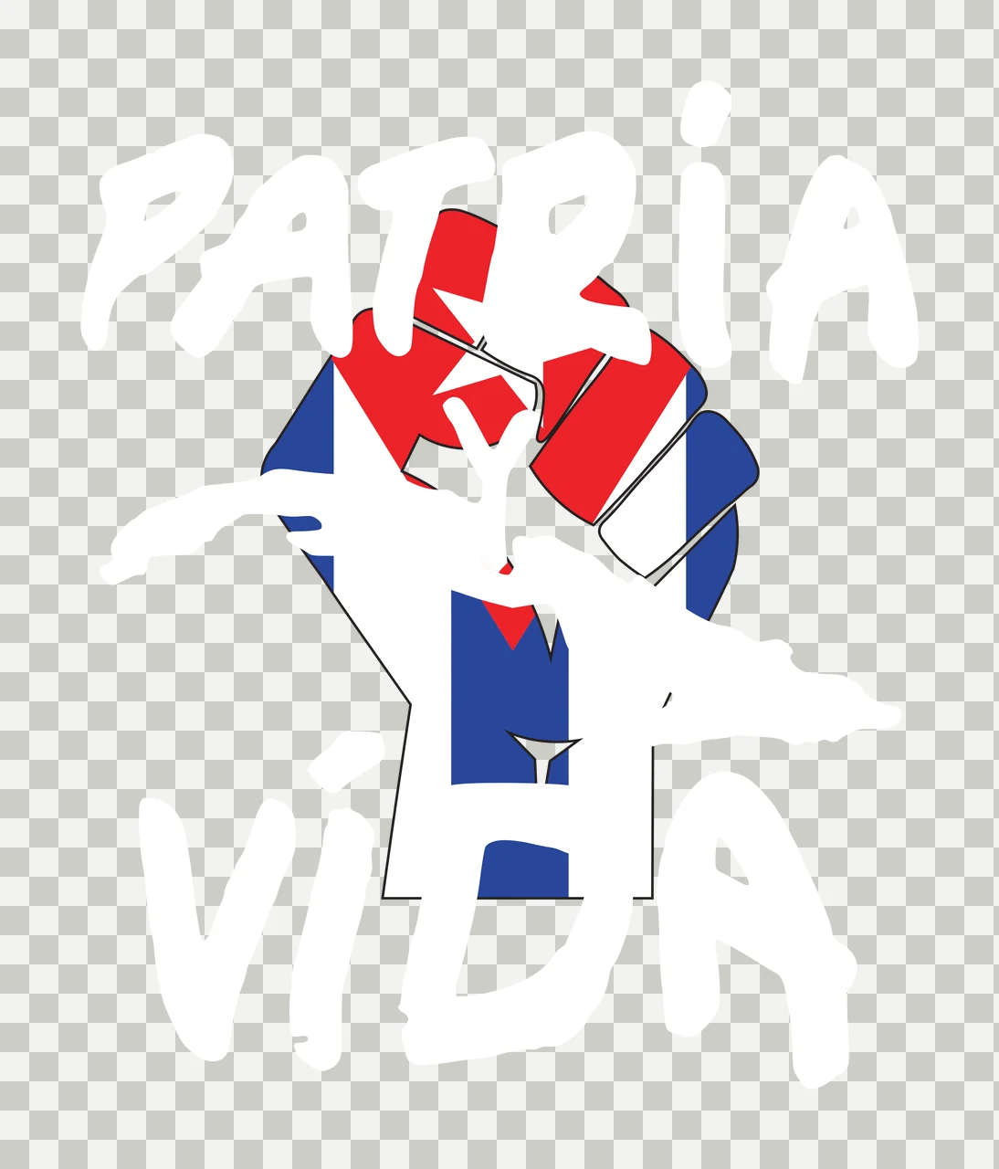 Patria Y Vida Raised Fist Graphic clenched black white protest transparency and detail preview thumbnail