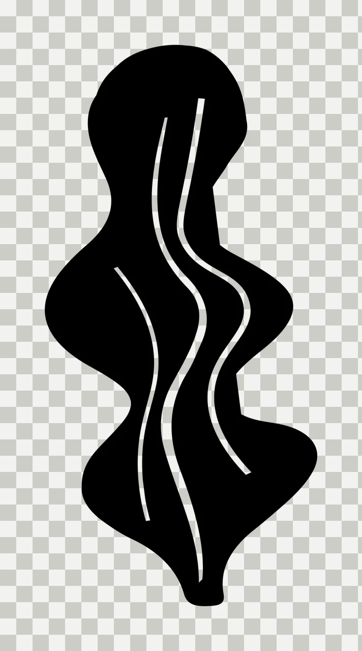 Black Silhouette Shape With Three Vertical Wavy White lines transparency and detail preview thumbnail