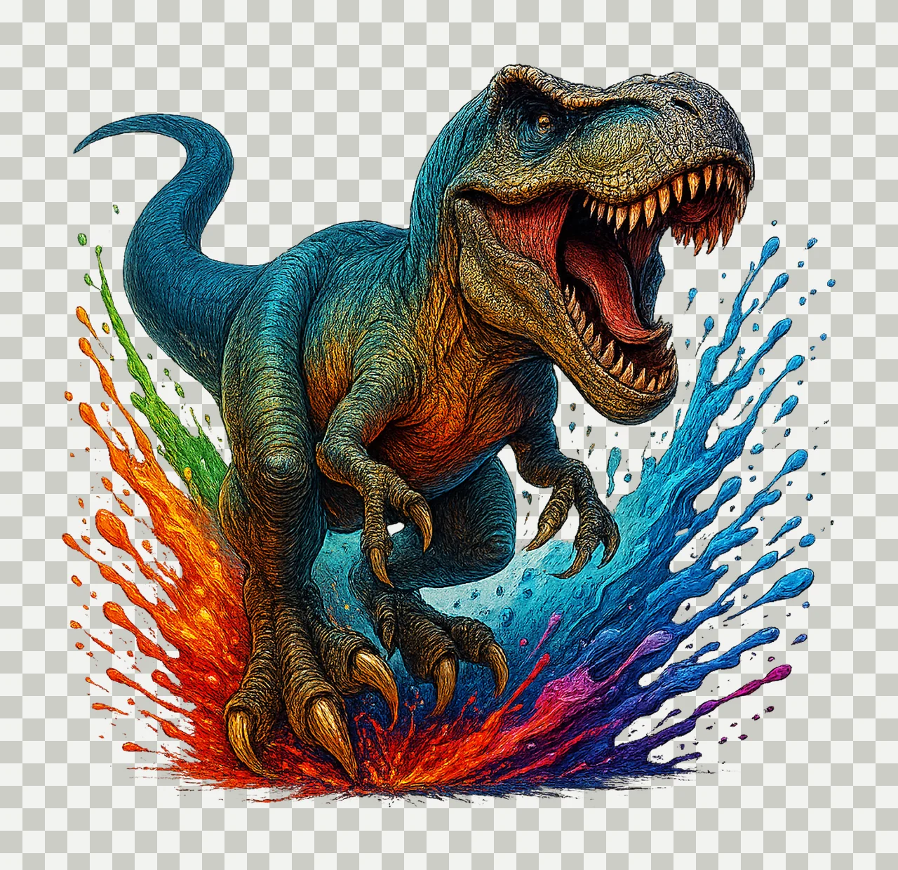 Rex Watercolor Sublimation Dinosaur Design Watercolor Dino transparency and detail preview thumbnail