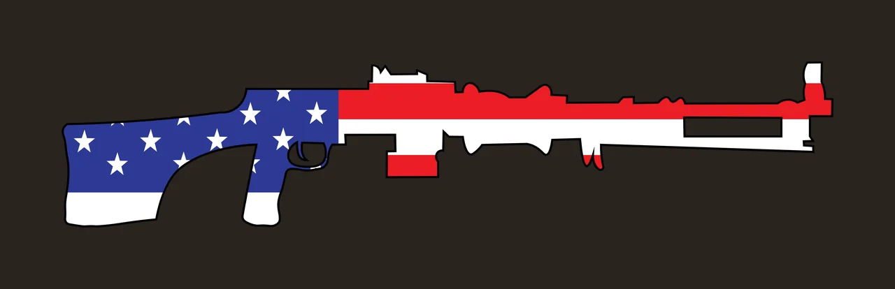 Machine Gun Silhouette With Star Pattern black weapon white contrast preview thumbnail