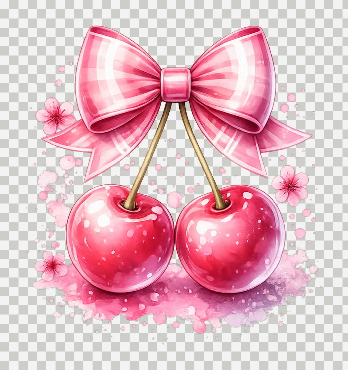 Cherries with Bow Cute Coquette Cherry Sublimation Design transparency and detail preview thumbnail
