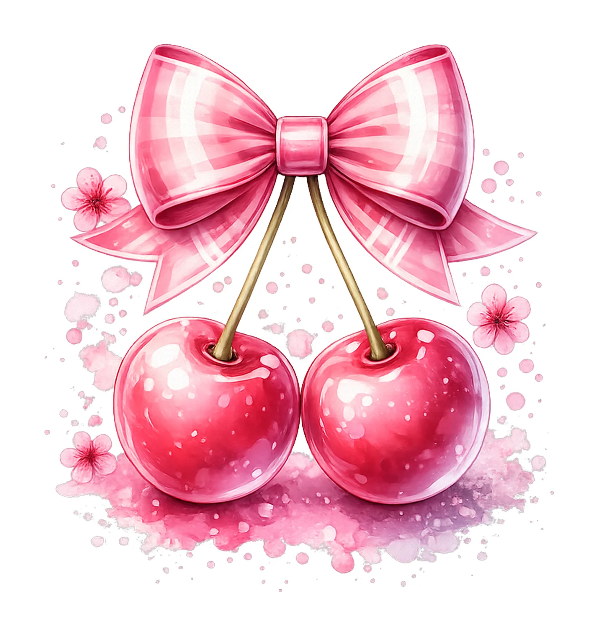 Cherries with Bow Cute Coquette Cherry Sublimation Design