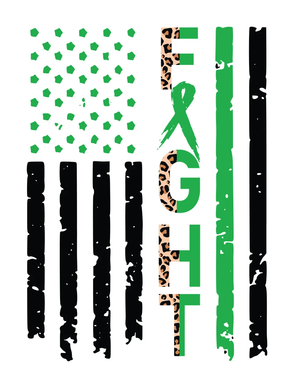 Fight Typography With Distressed Flag Pattern stripes stars