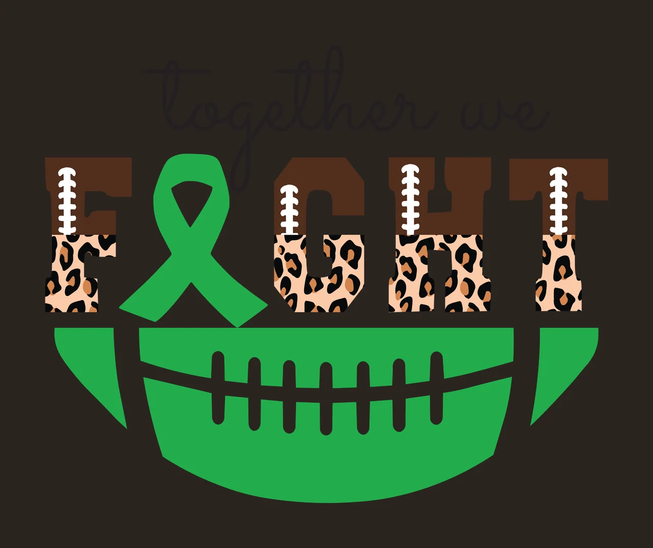 Awareness Together We Fight Football Emblem ribbon black white contrast preview thumbnail