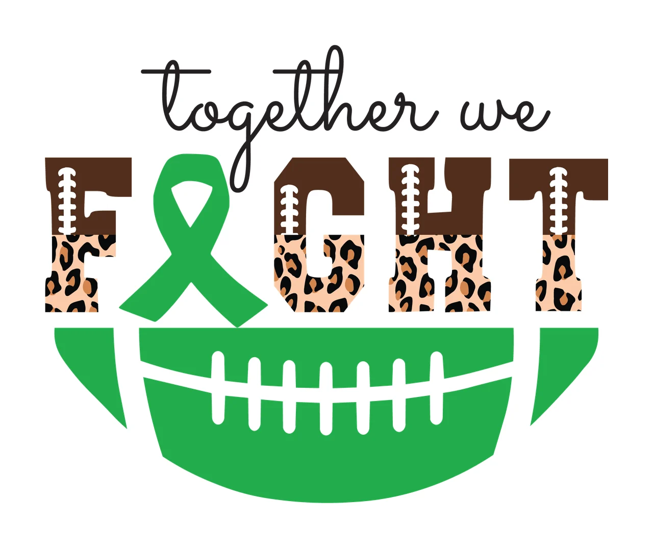 Awareness Together We Fight Football Emblem ribbon black white