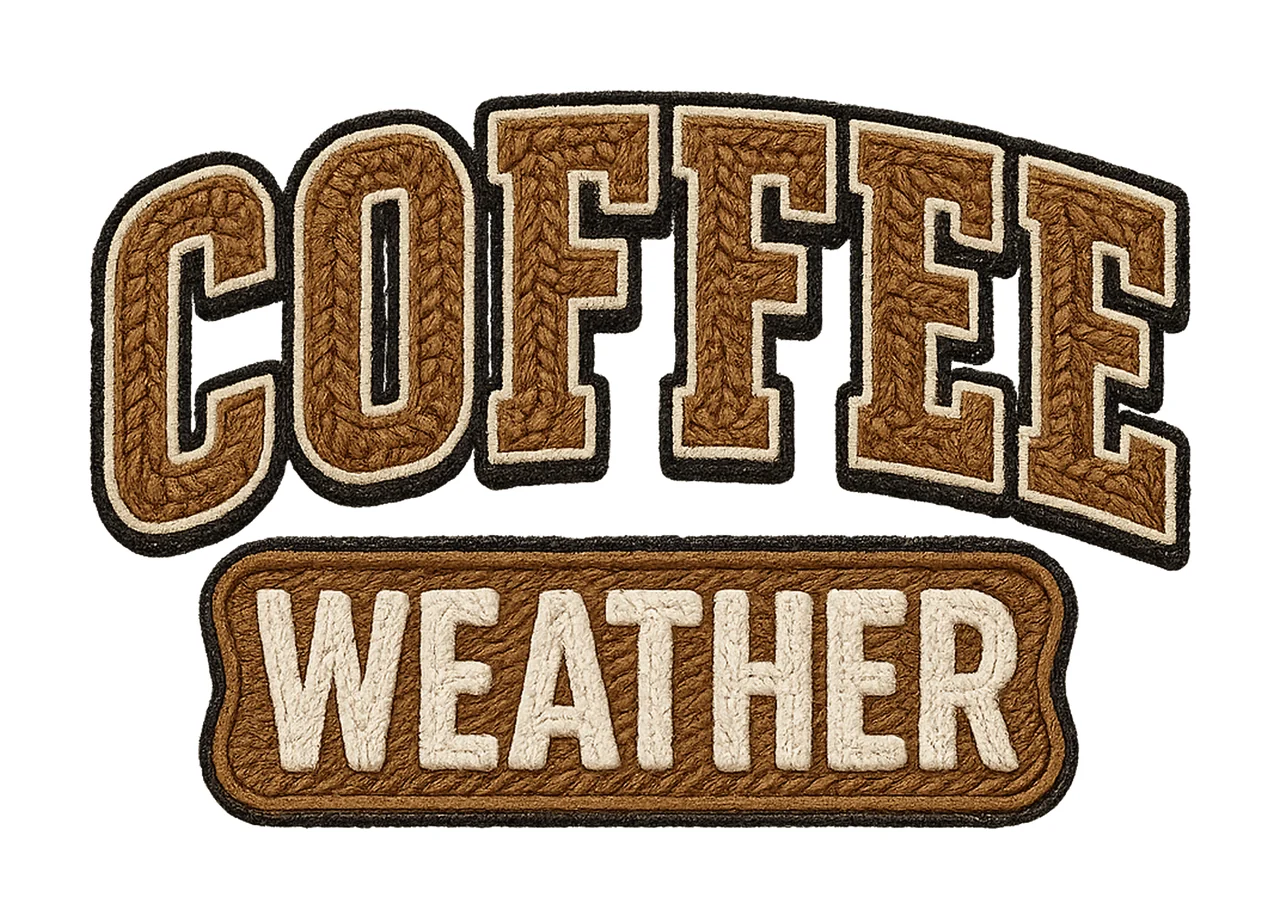 Cute Fall Coffee Weather Preppy Varsity Design Faux Yarn