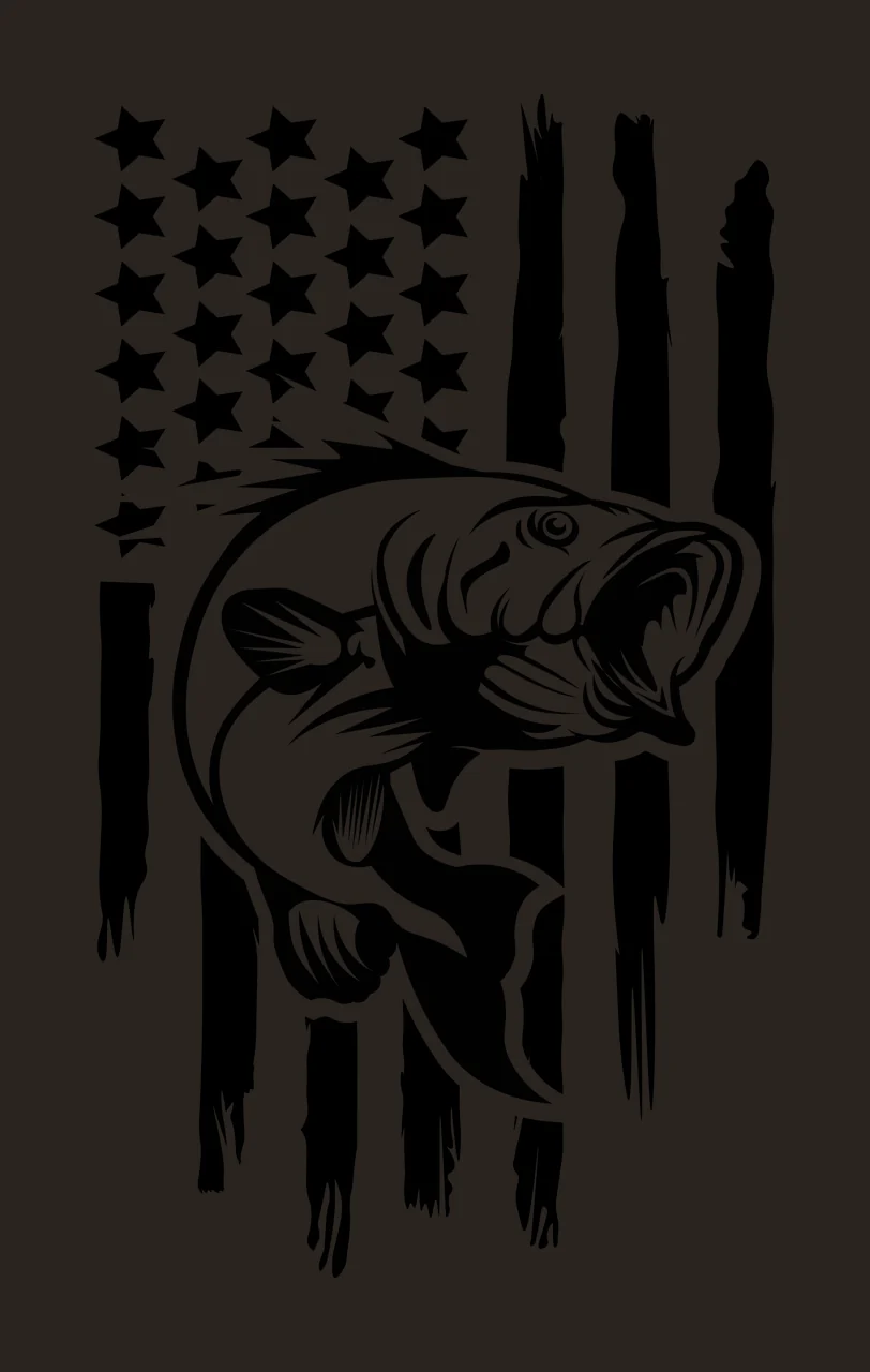 Fishing American Flag With Jumping Fish Design stars stripes contrast preview thumbnail