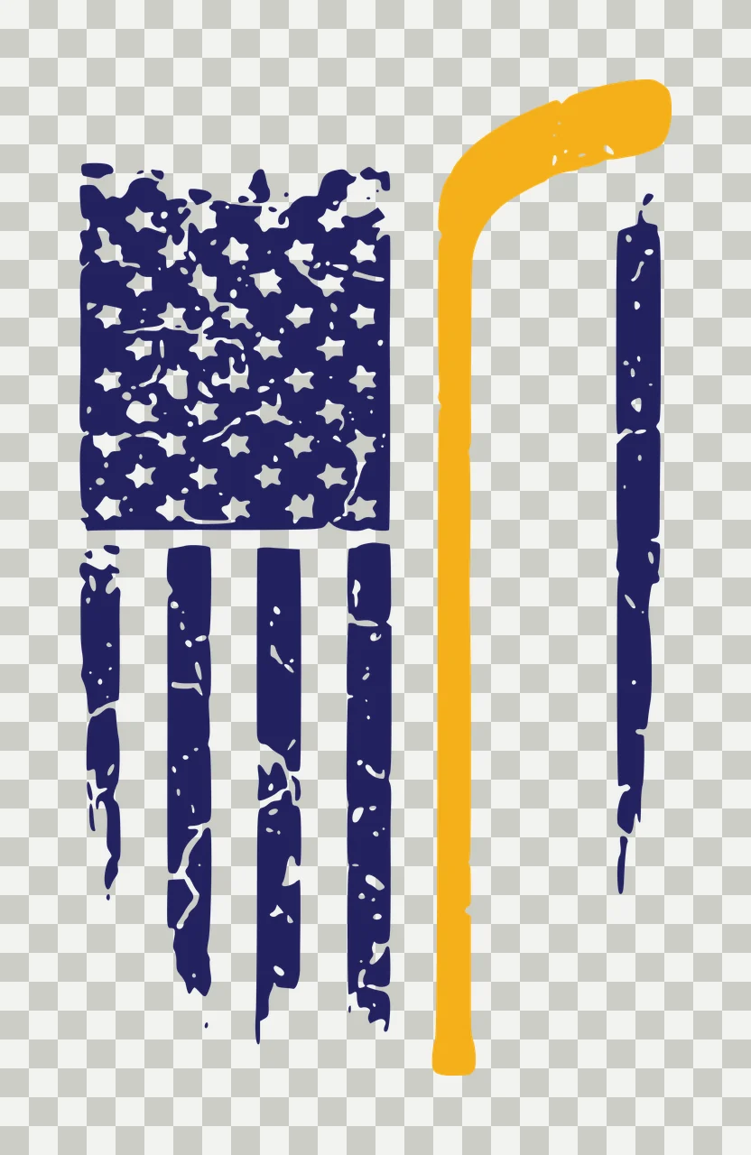Hockey Flag Distressed Graphic With Vertical Stick and Variation transparency and detail preview thumbnail