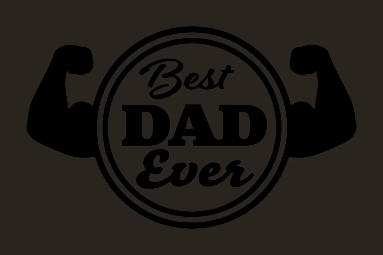 Best Dad Ever Text Inside Circle With Flexed Celebrating arm contrast preview thumbnail