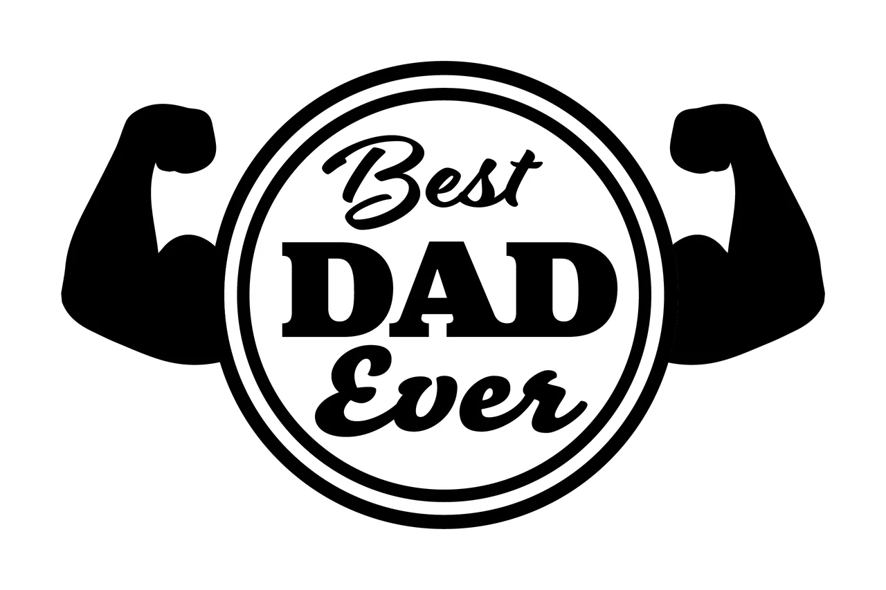 Best Dad Ever Text Inside Circle With Flexed Celebrating arm