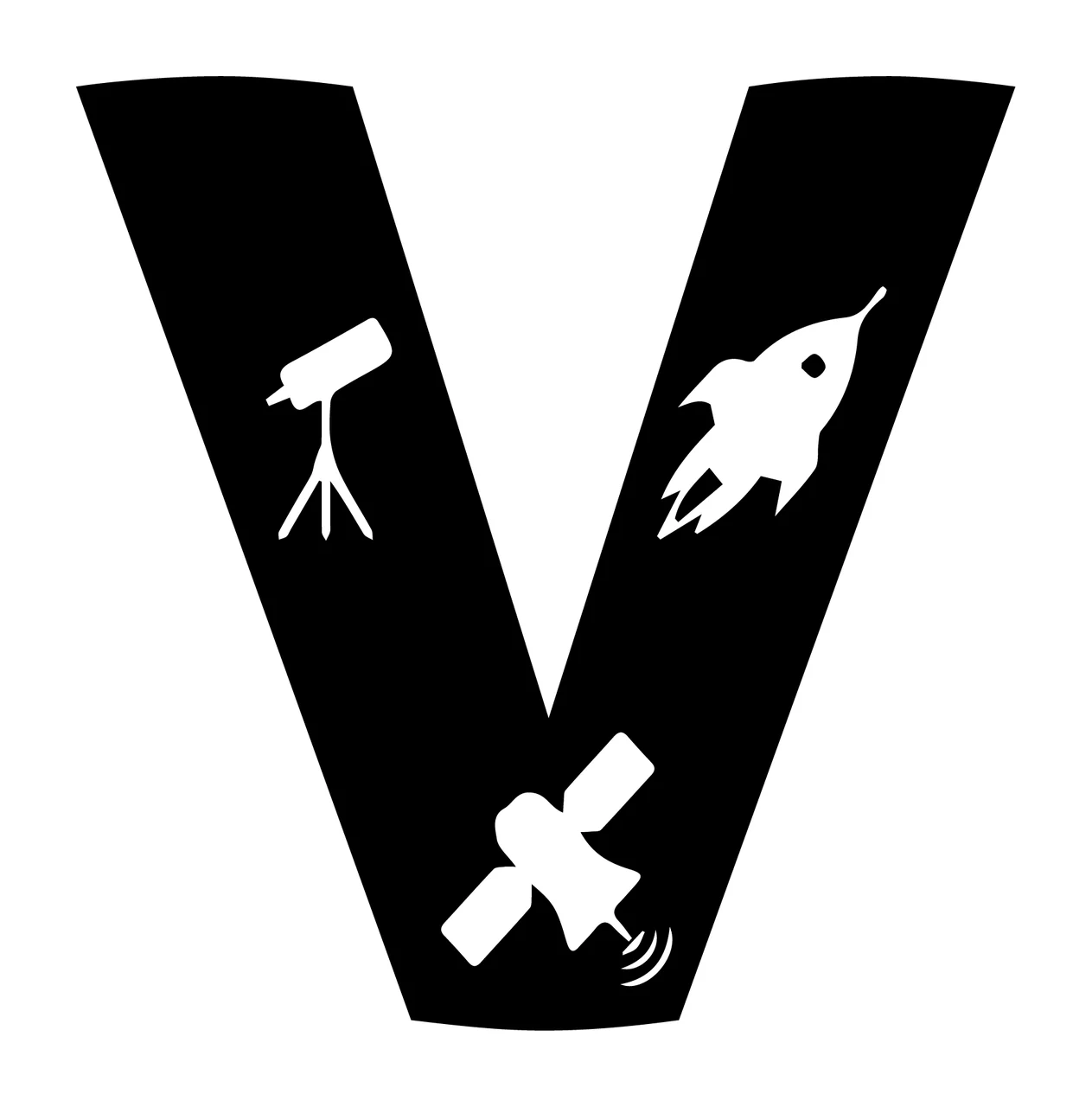 Space V Letter With Icons