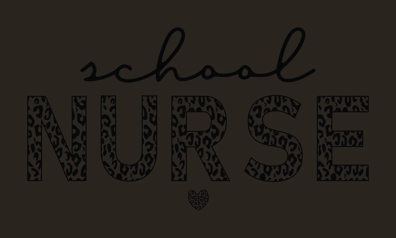 School Nurse Text With Leopard Print displaying heart graphic contrast preview thumbnail