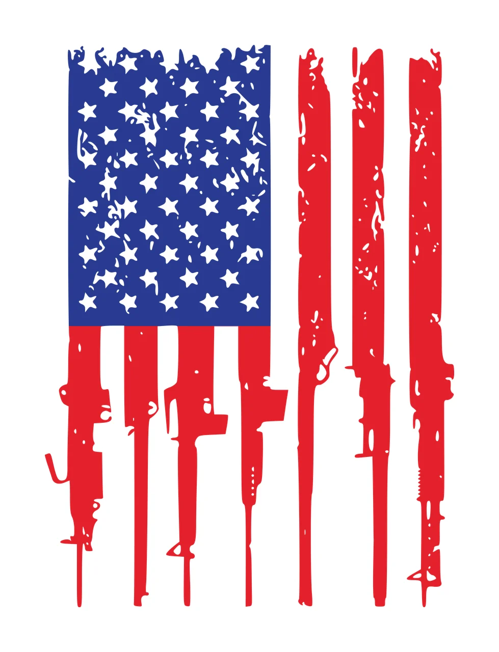 Gun Flag Vertical Rifle Silhouettes Arranged rifles stars stripes