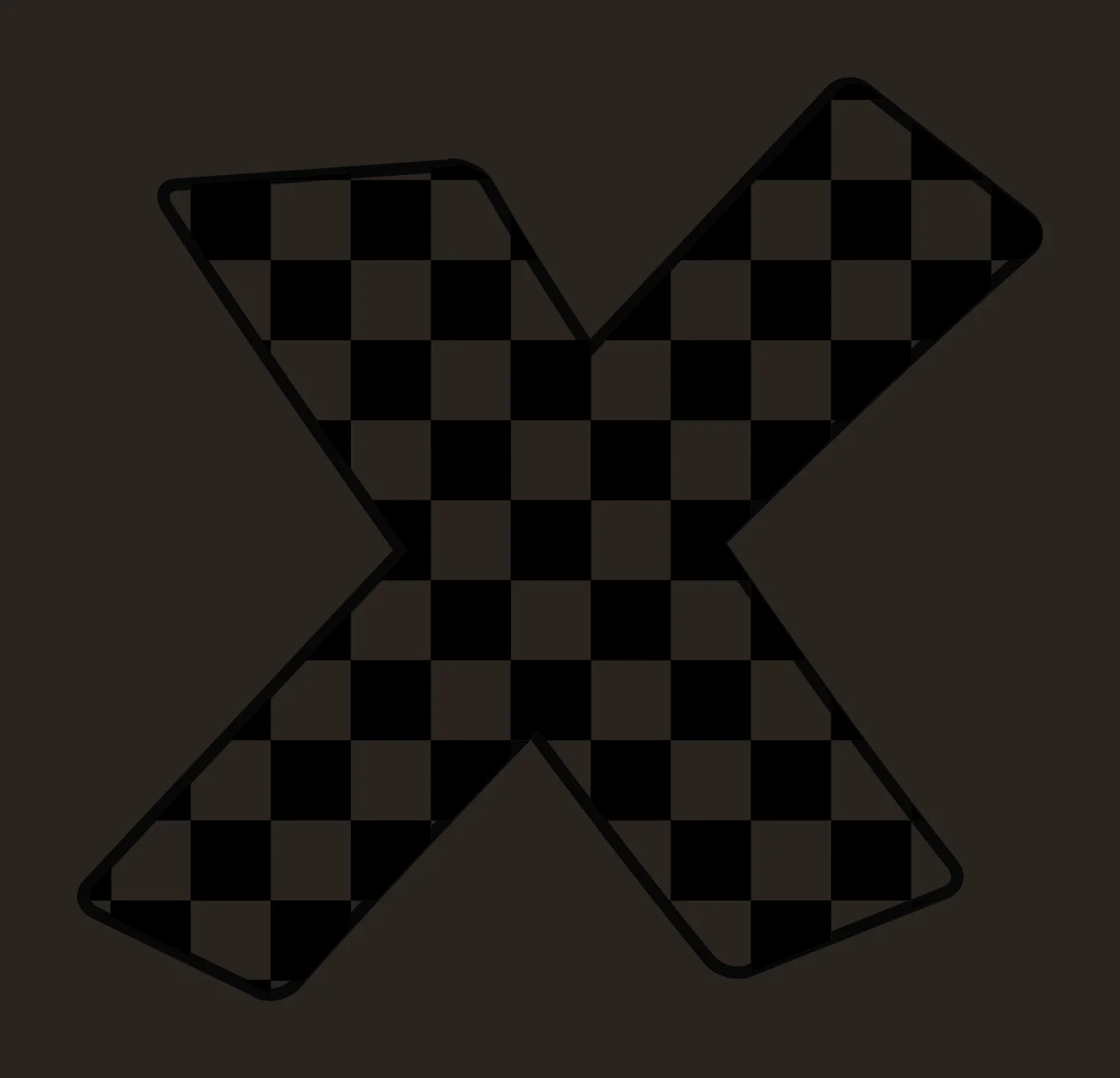 Can Glass Wrap X Letter With Checkerboard Pattern contrast preview thumbnail