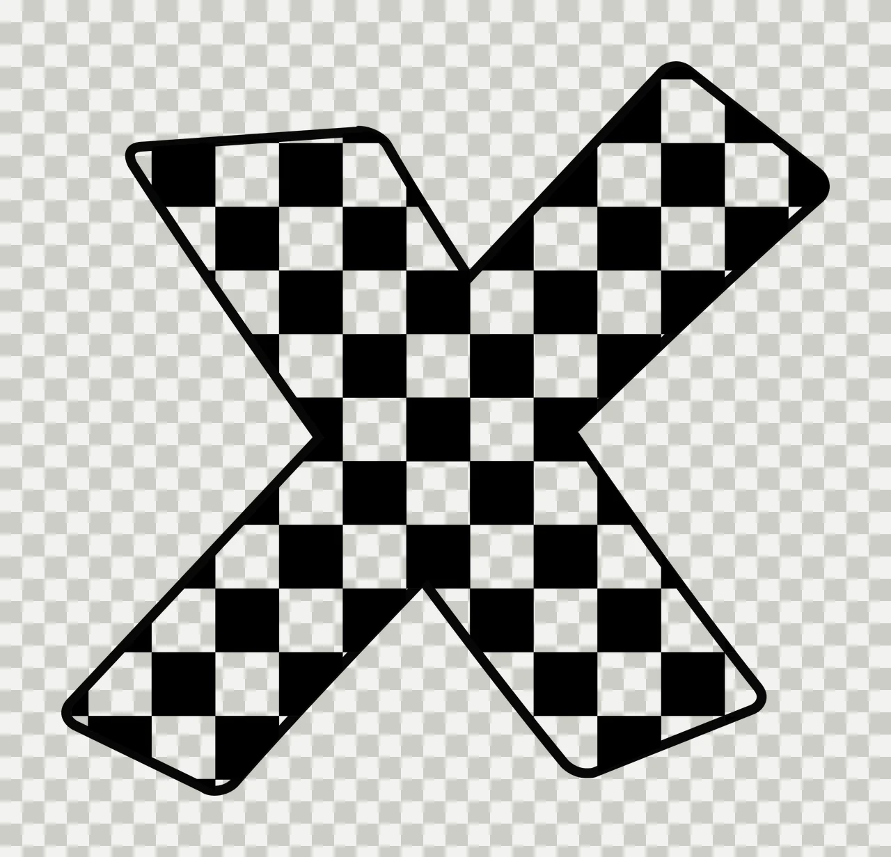 Can Glass Wrap X Letter With Checkerboard Pattern transparency and detail preview thumbnail