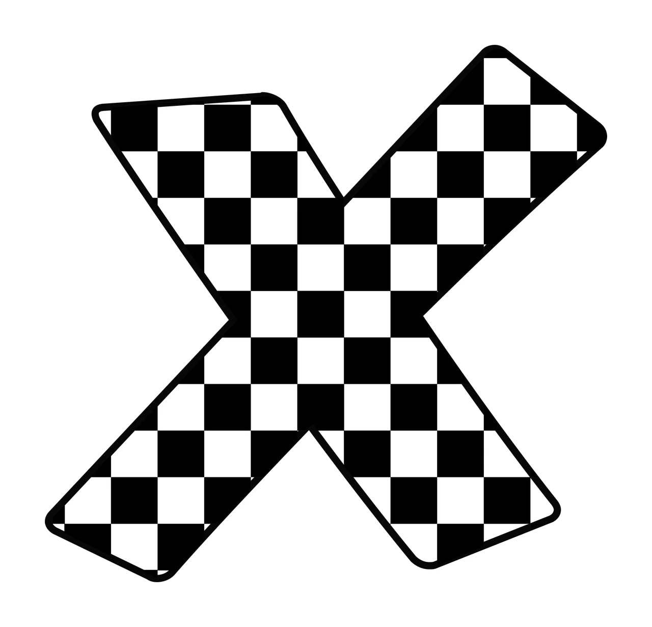 Can Glass Wrap X Letter With Checkerboard Pattern