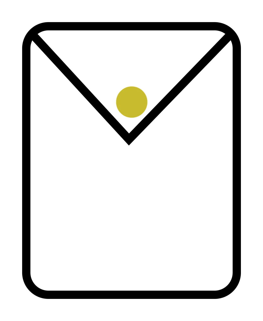 Vertical Rectangular Envelope Icon With Central Circular Clasp