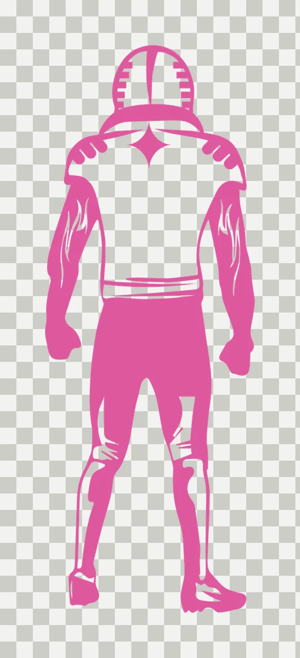 Football Back View Of Player Standing helmet jersey pants graphic transparency and detail preview thumbnail