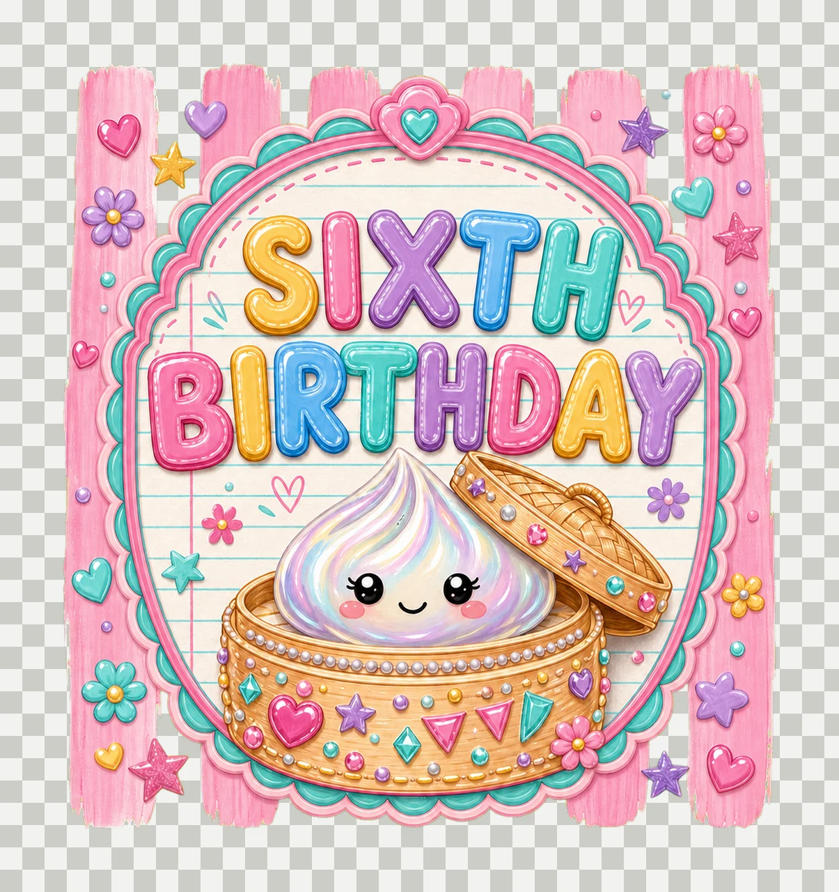 Cute Dumpling Birthday sublimation instant shirt Variation E transparency and detail preview thumbnail