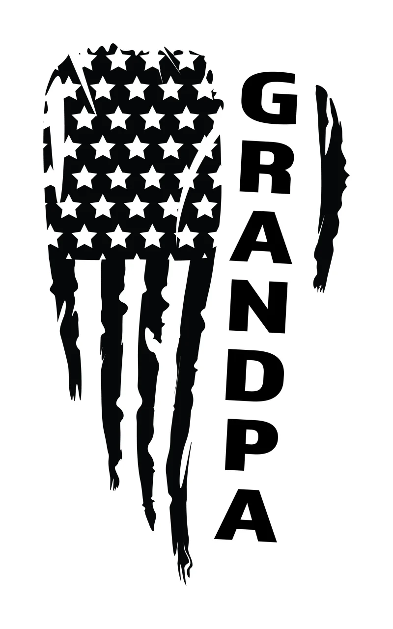 Flag Granpa Vertical Silhouette Design black white typography