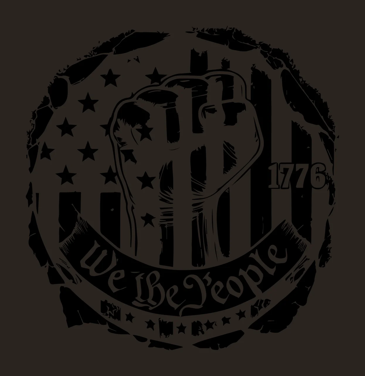 1776 We The People Patriotic Emblem displaying fist flag star contrast preview thumbnail