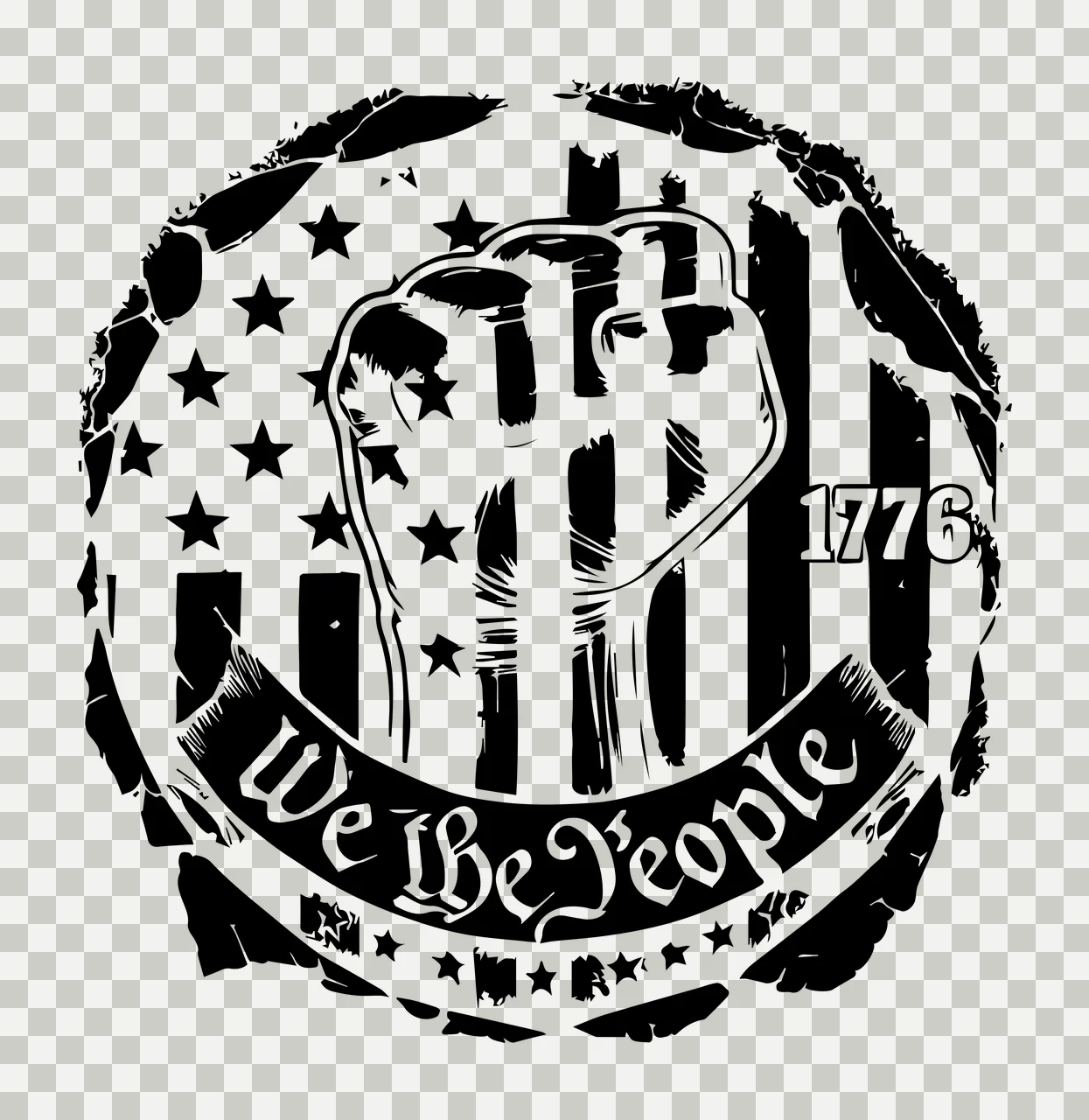 1776 We The People Patriotic Emblem displaying fist flag star transparency and detail preview thumbnail