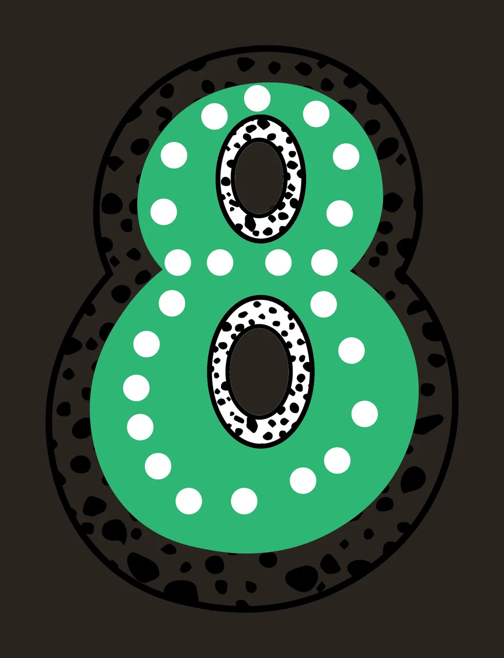 Dalmatian Dots Font Race Doodle Character 25 racing checkered flag contrast preview thumbnail
