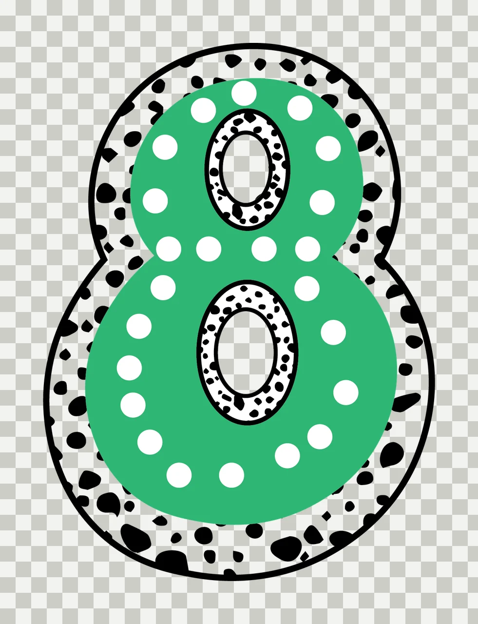 Dalmatian Dots Font Race Doodle Character 25 racing checkered flag transparency and detail preview thumbnail
