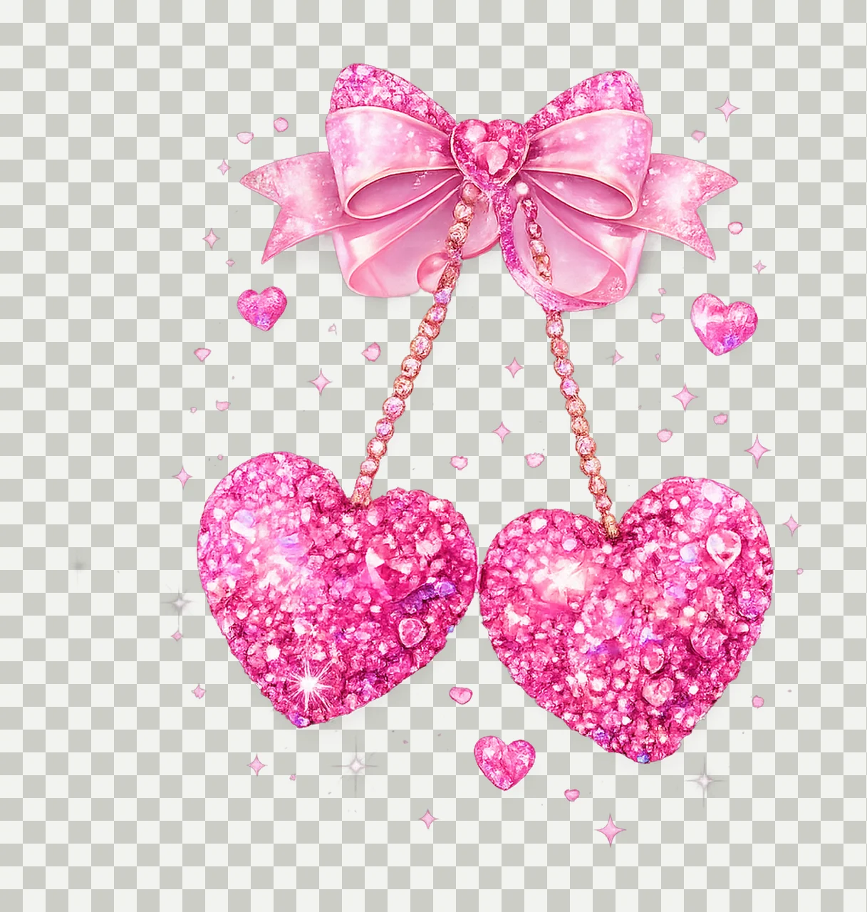 Valentines Day Cherry Heart Pink Yarn Sparkle Design transparency and detail preview thumbnail