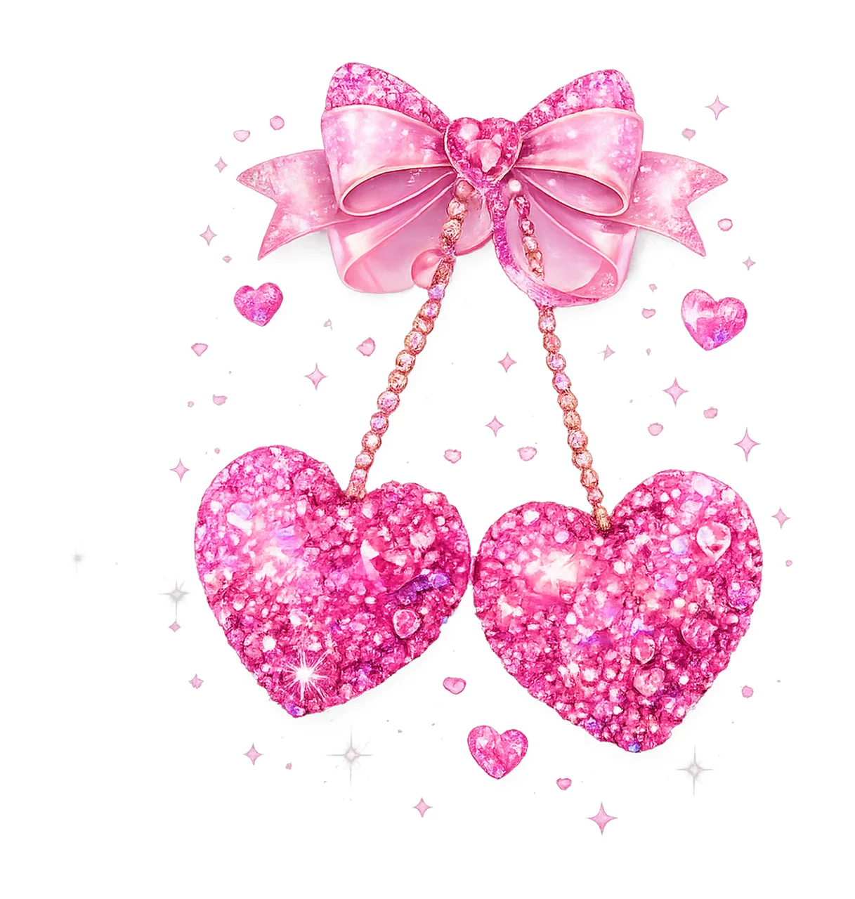 Valentines Day Cherry Heart Pink Yarn Sparkle Design