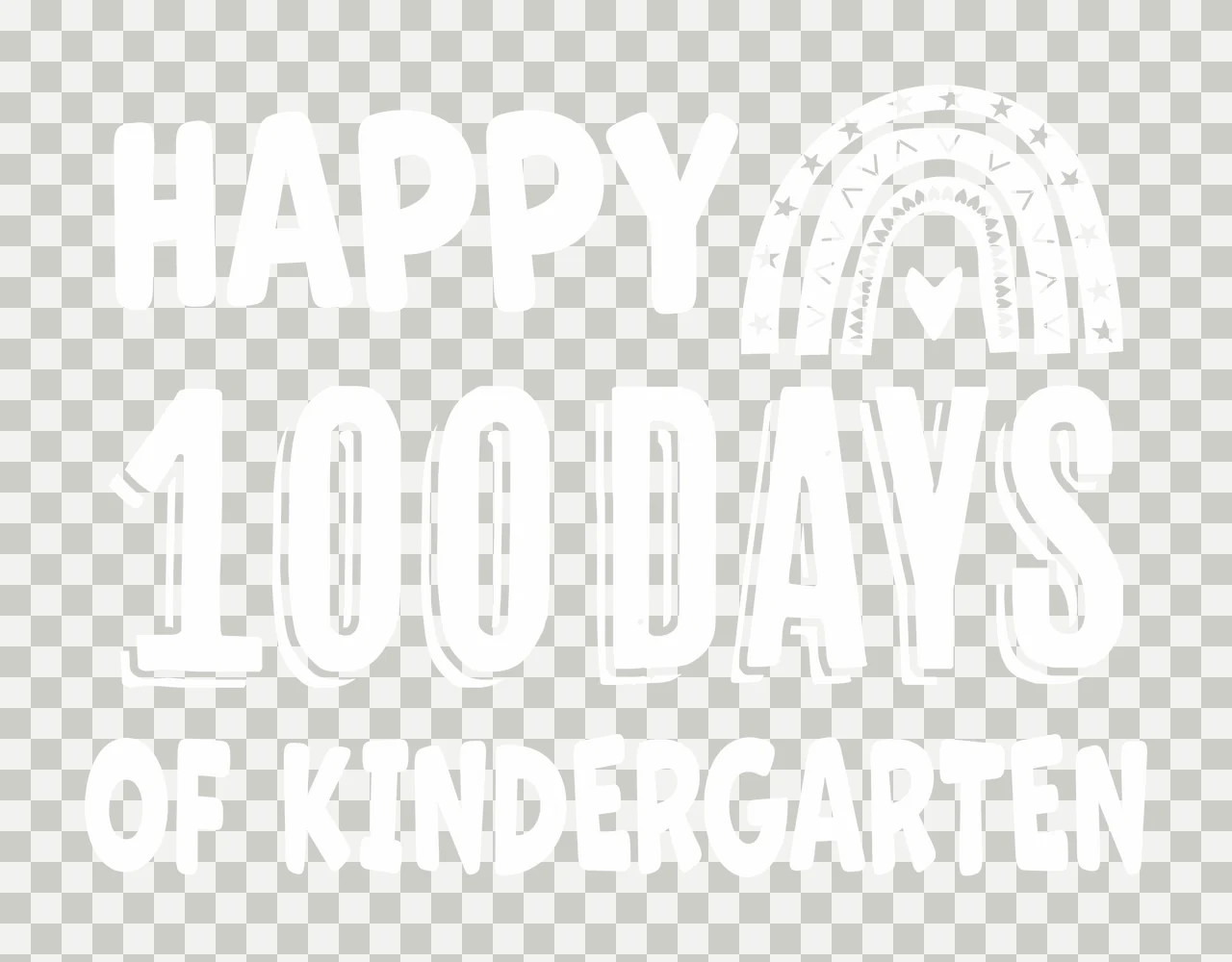 Happy 100 Days Of Kindergarten Text rainbow stars heart typography transparency and detail preview thumbnail