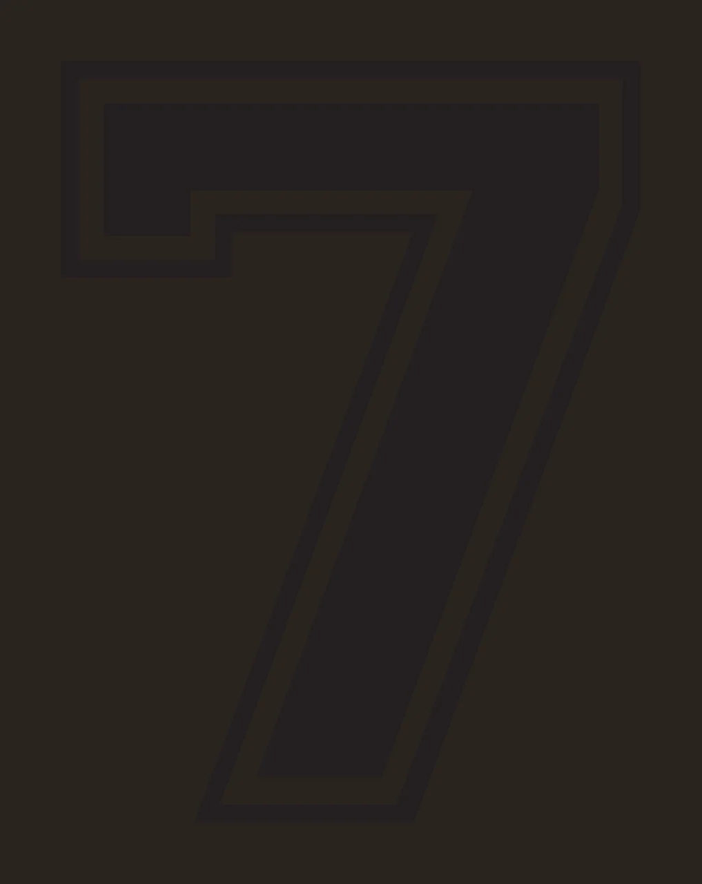 7 Number Design with double outline, block font, varsity and athletic in black and white contrast preview thumbnail